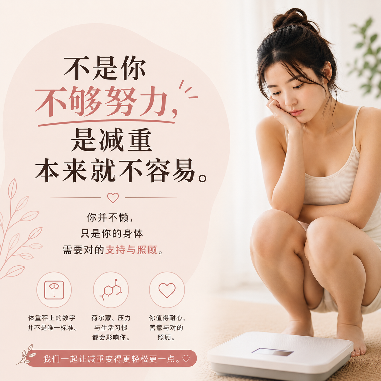 不是你不够努力，是减重本来就不容易。你并不懒，只是身体需要对的支持与照顾。